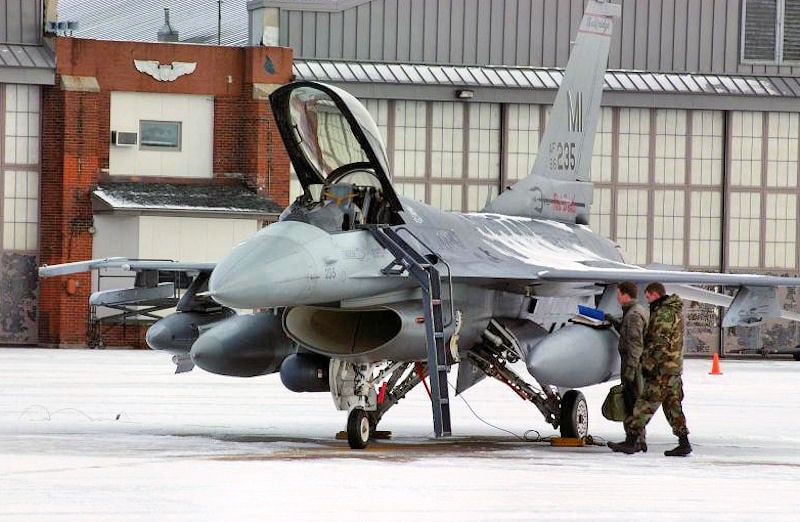 An F-16C of the 107th Fighter Squadron at Selfridge Air National Guard Base