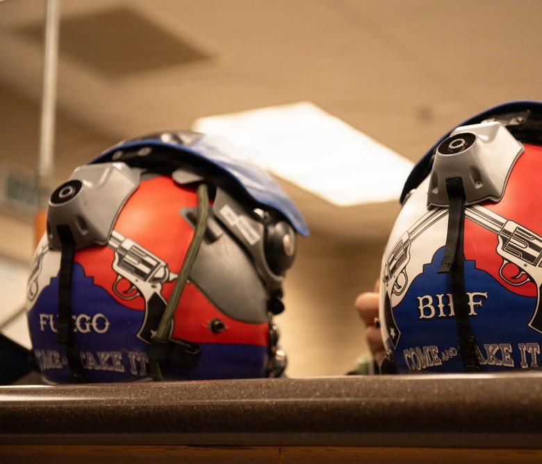149th Fighter Wing flight helmets with Texas revolver artwork