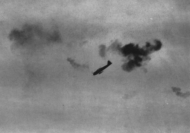 A6M Zero kamikaze diving on a US ship