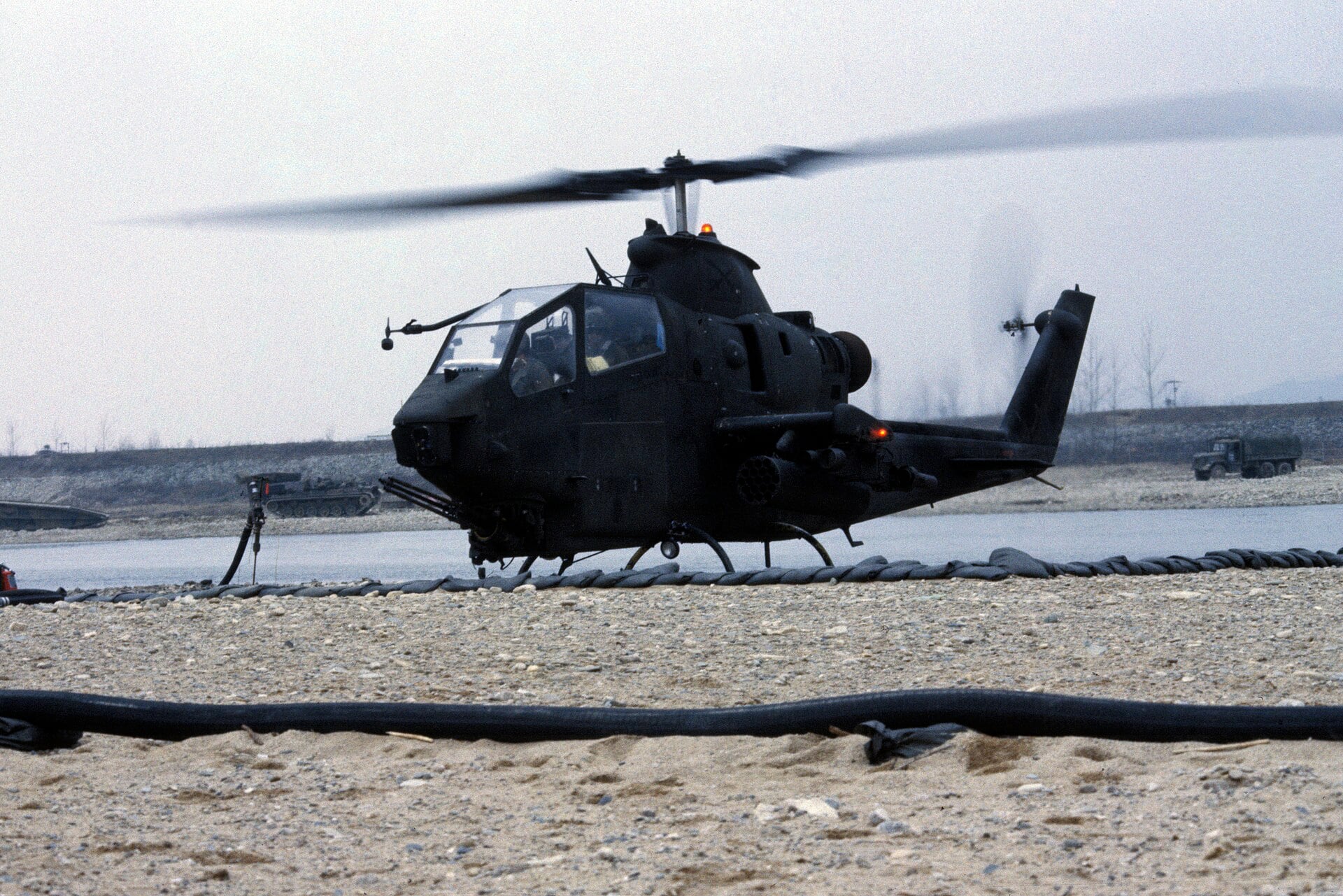 An AH-1 Cobra attack helicopter in Korea
