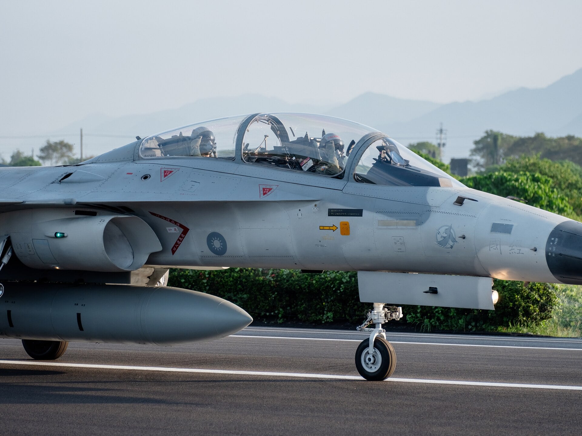 A Taiwanese AIDC F-CK-1 Ching-kuo fighter on a runway