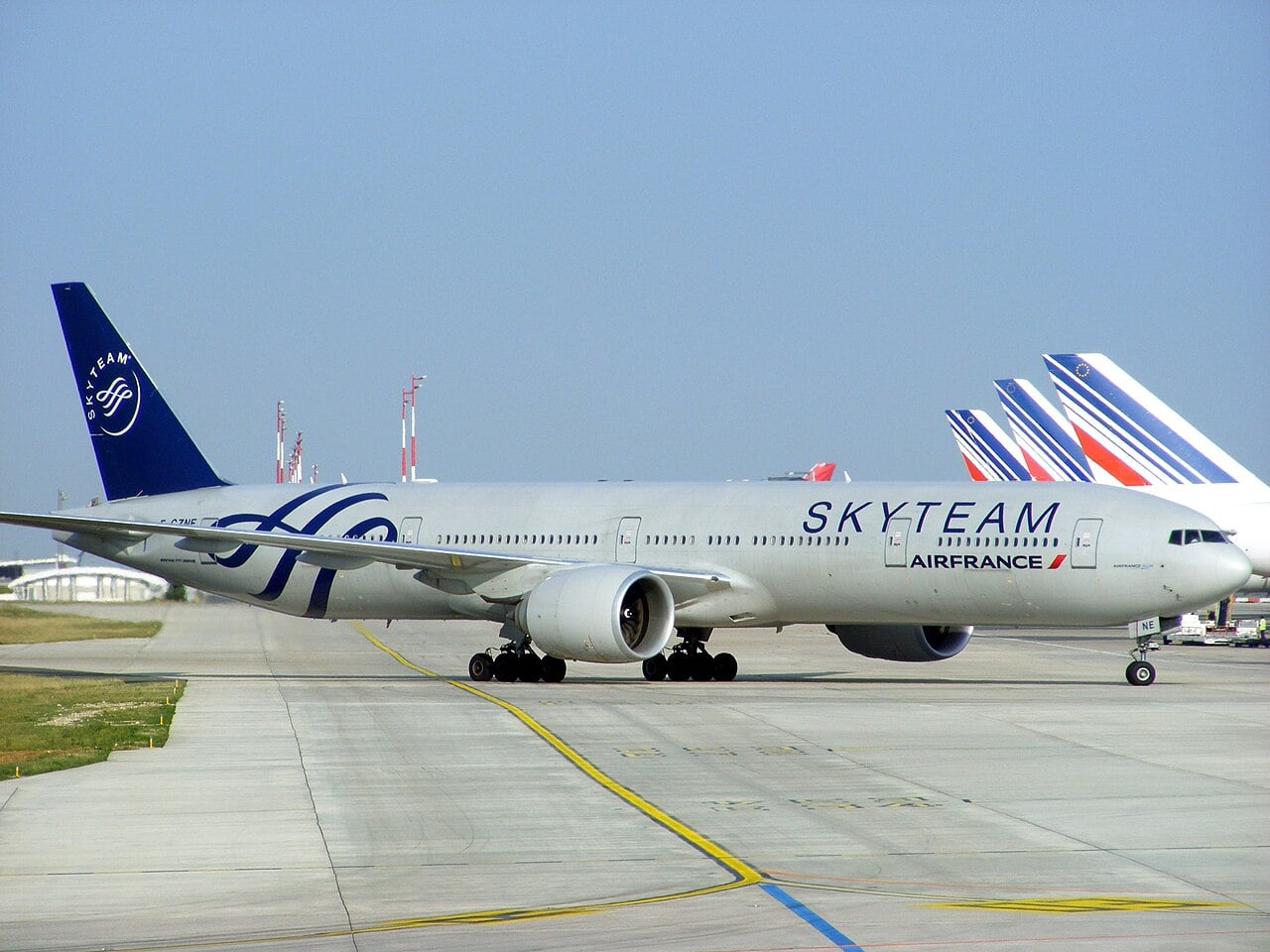 An Air France Boeing 777-300ER in SkyTeam livery at Paris Charles de Gaulle