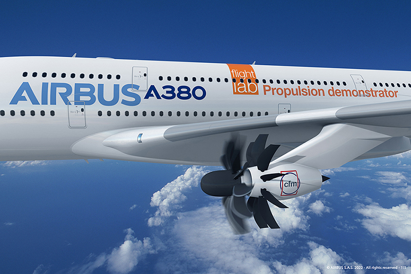 Artist's rendering of the Airbus A380 open fan demonstrator