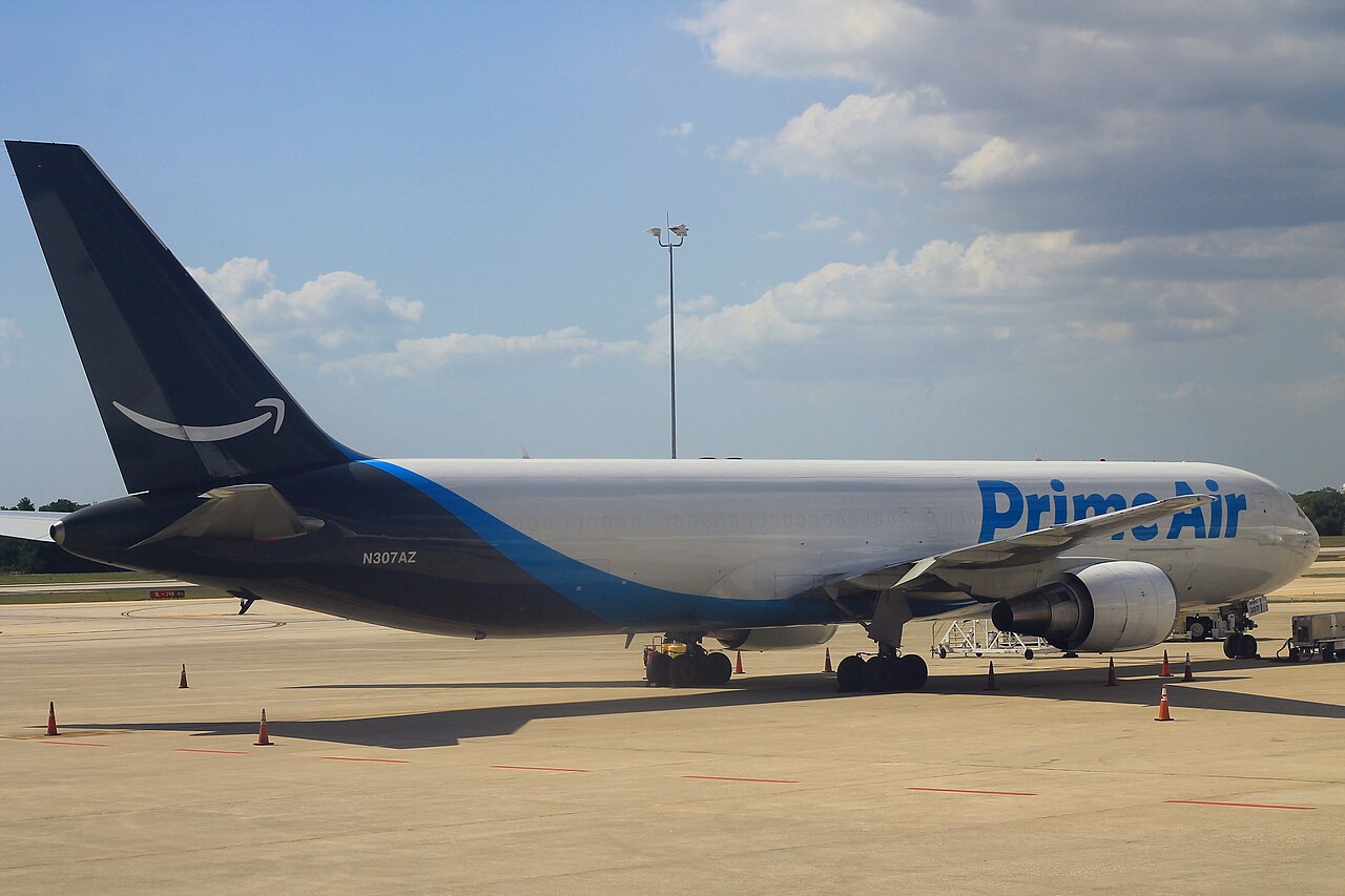 An Amazon Prime Air Boeing 767-300 freighter
