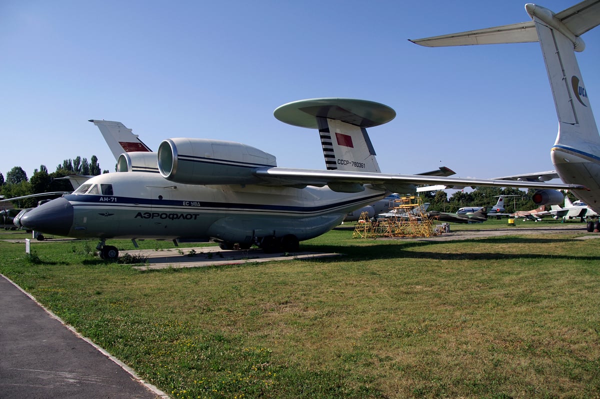 An Antonov An-71 Madcap AWACS prototype preserved at the Ukraine State Aviation Museum in Kyiv