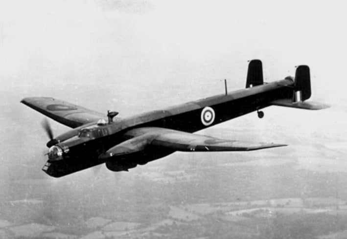 A Royal Air Force Armstrong Whitworth Whitley bomber in flight