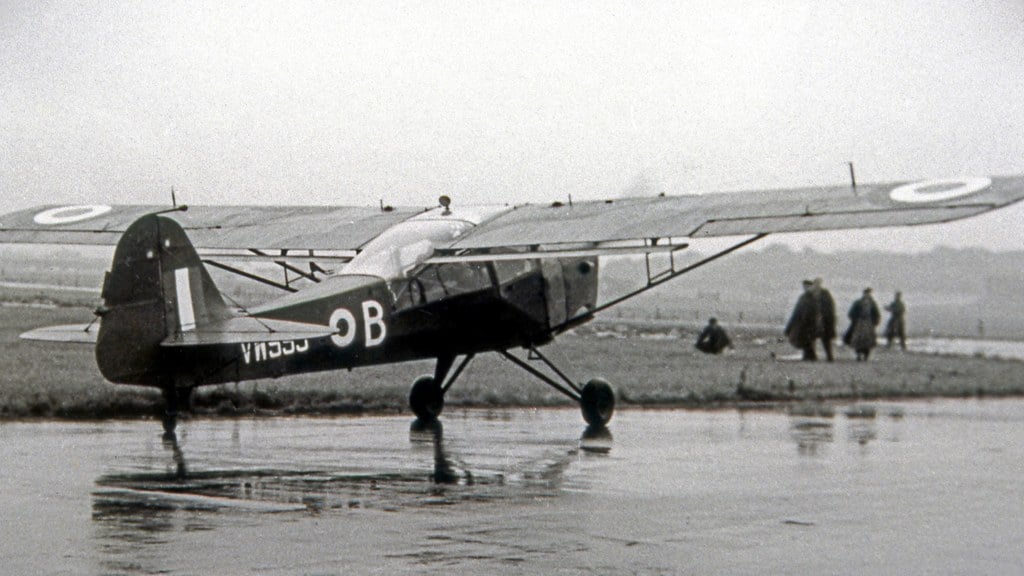 An Auster AOP.6 air observation post aircraft of 663 Squadron on the ground at Tilstock airfield in 1952