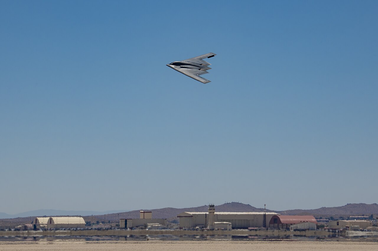 A B-2 Spirit stealth bomber conducting flight tests