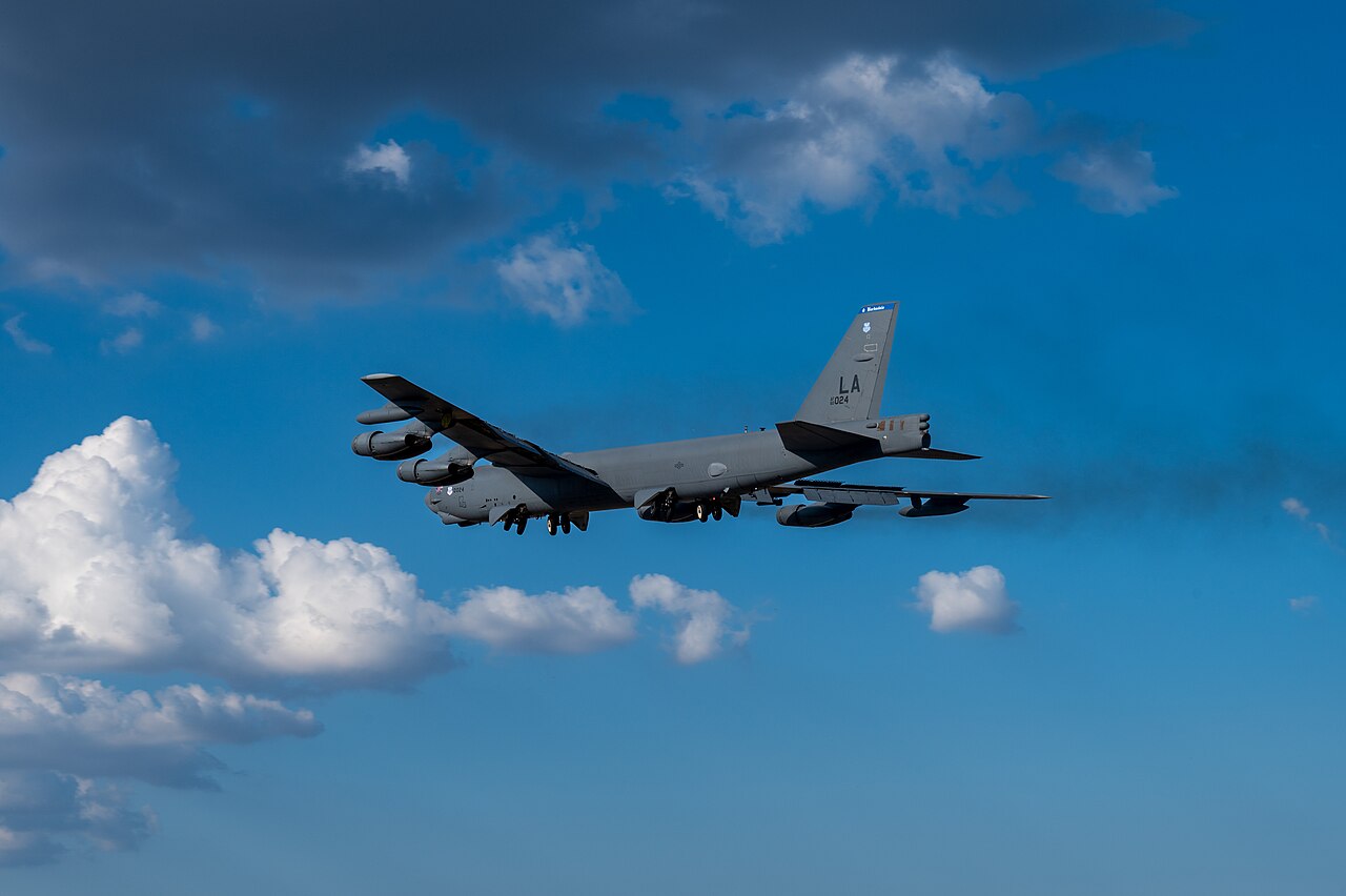 A U.S. Air Force B-52H Stratofortress during a Bomber Task Force deployment