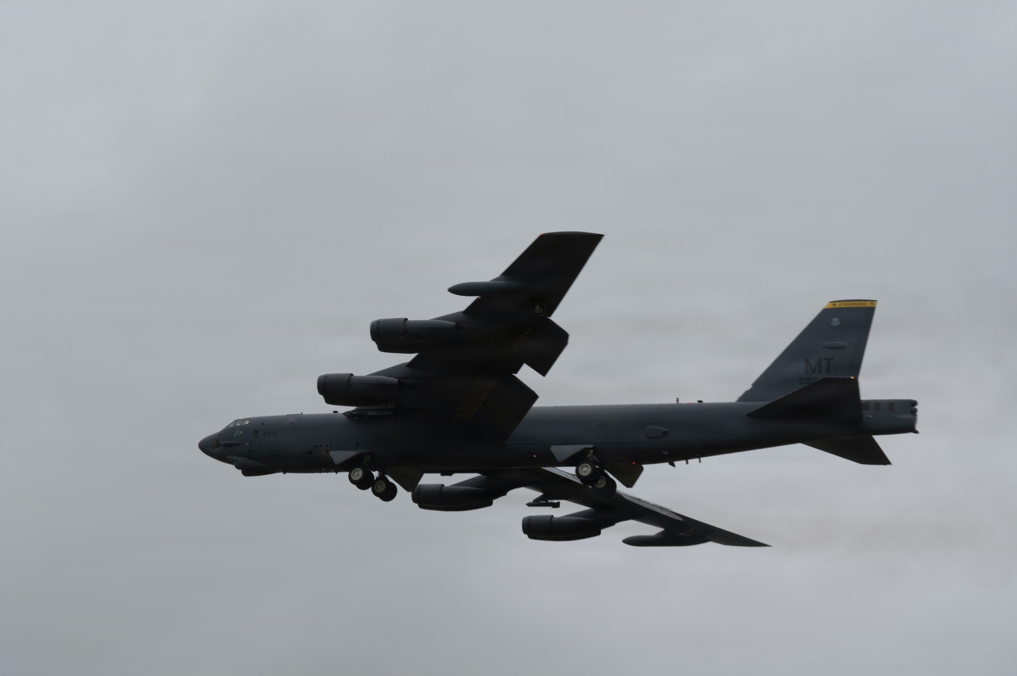 A B-52H Stratofortress taking off