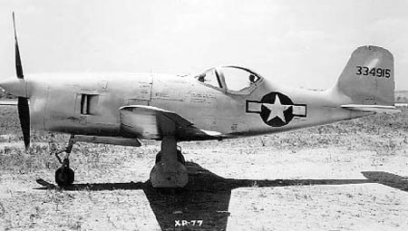 Side view of the Bell XP-77 showing the long nose and rear-set canopy