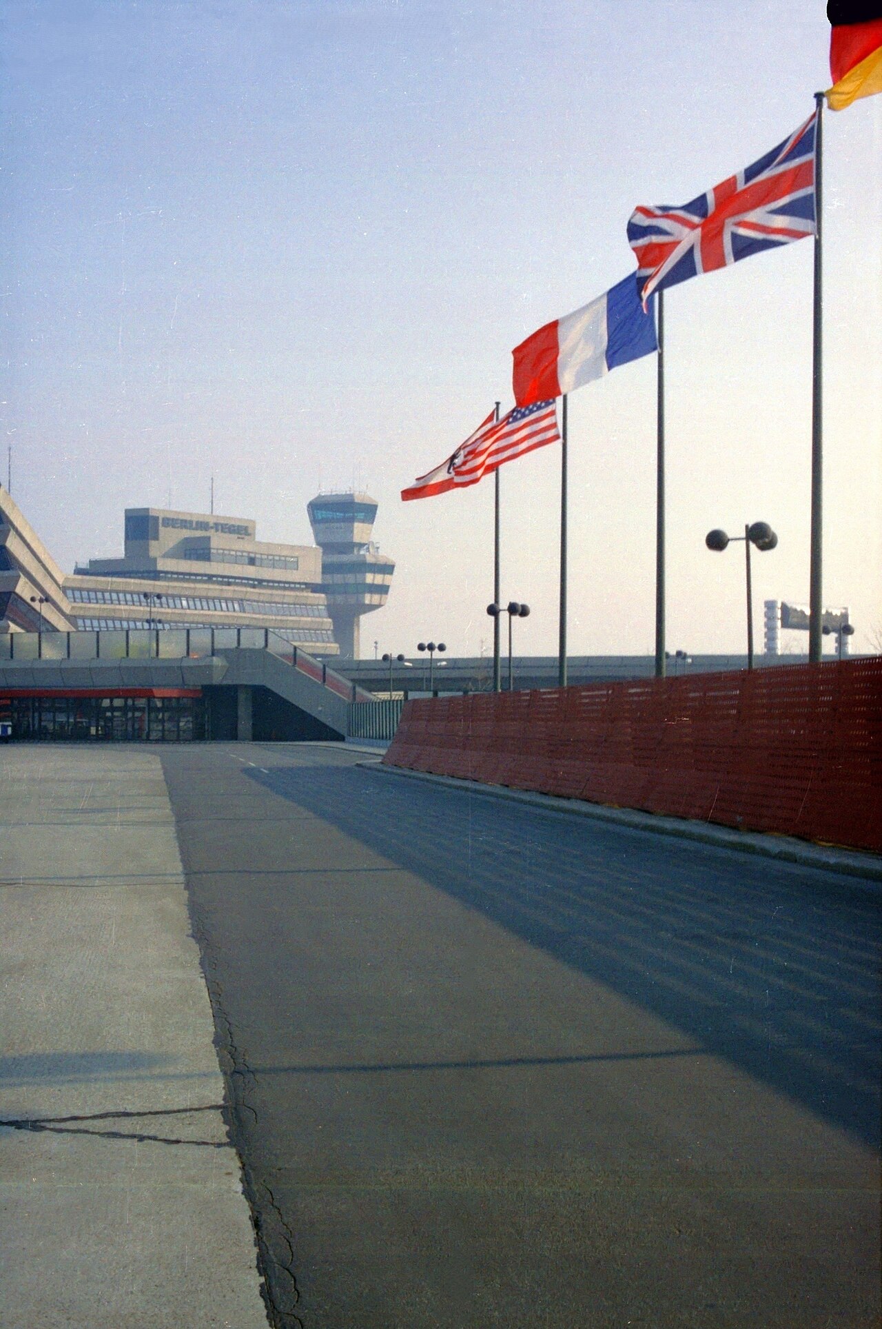 Berlin-Tegel Airport, with the French flag at the centre
