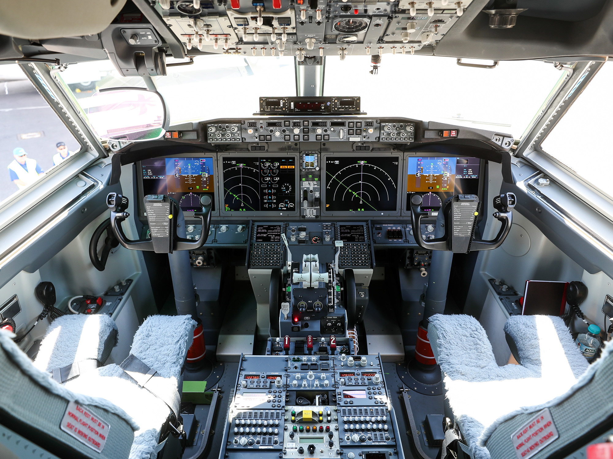 The flight deck of a Boeing 737 MAX