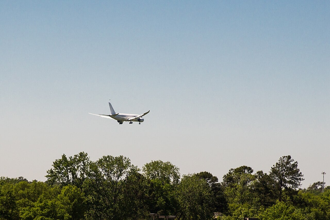 A Boeing 787 Dreamliner, the first airliner built primarily of carbon-fibre composite