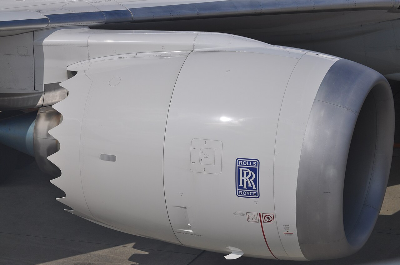 A Rolls-Royce Trent 1000 engine on a Boeing 787