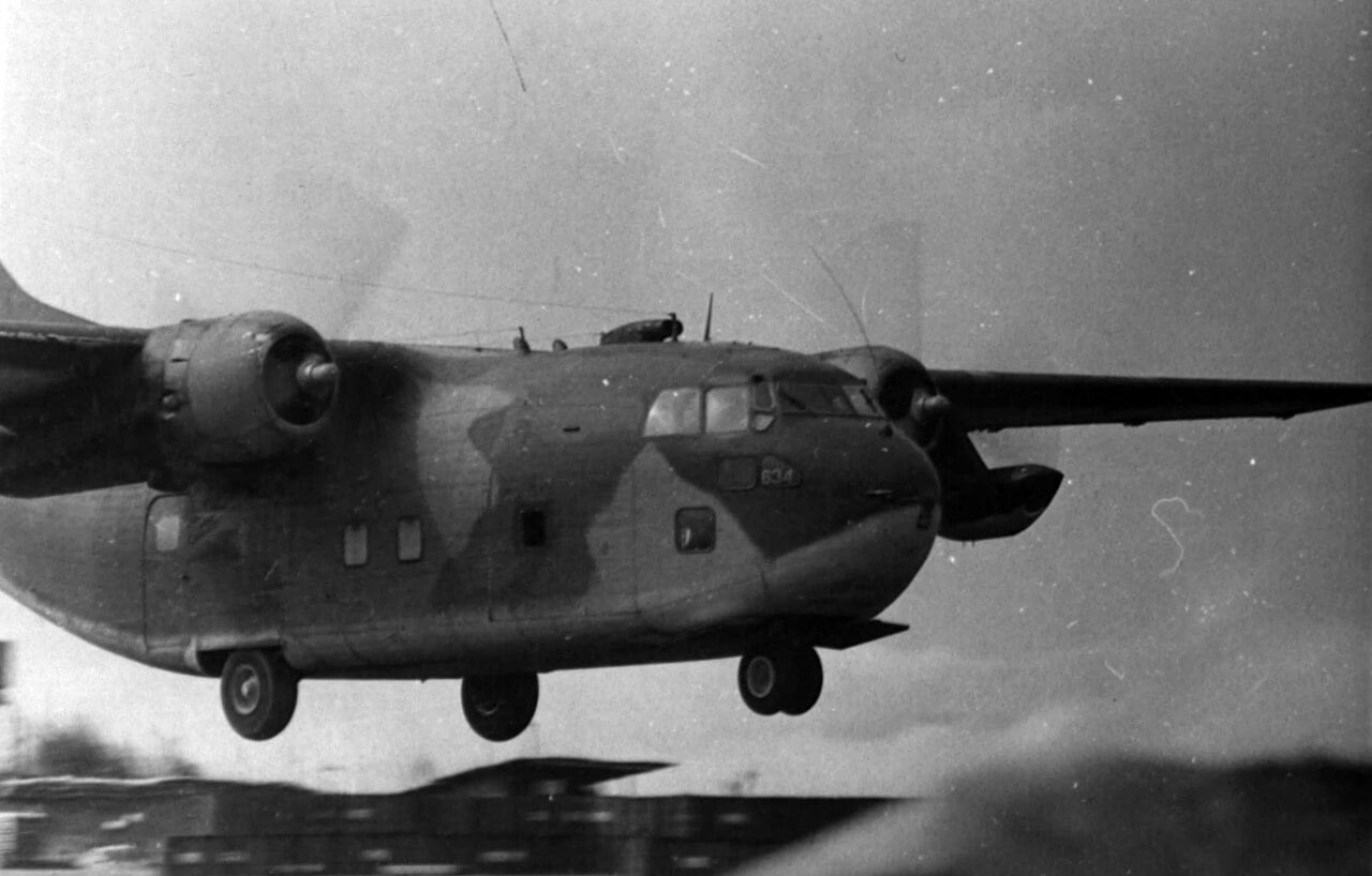 A Fairchild C-123K Provider landing at Khe Sanh in 1968