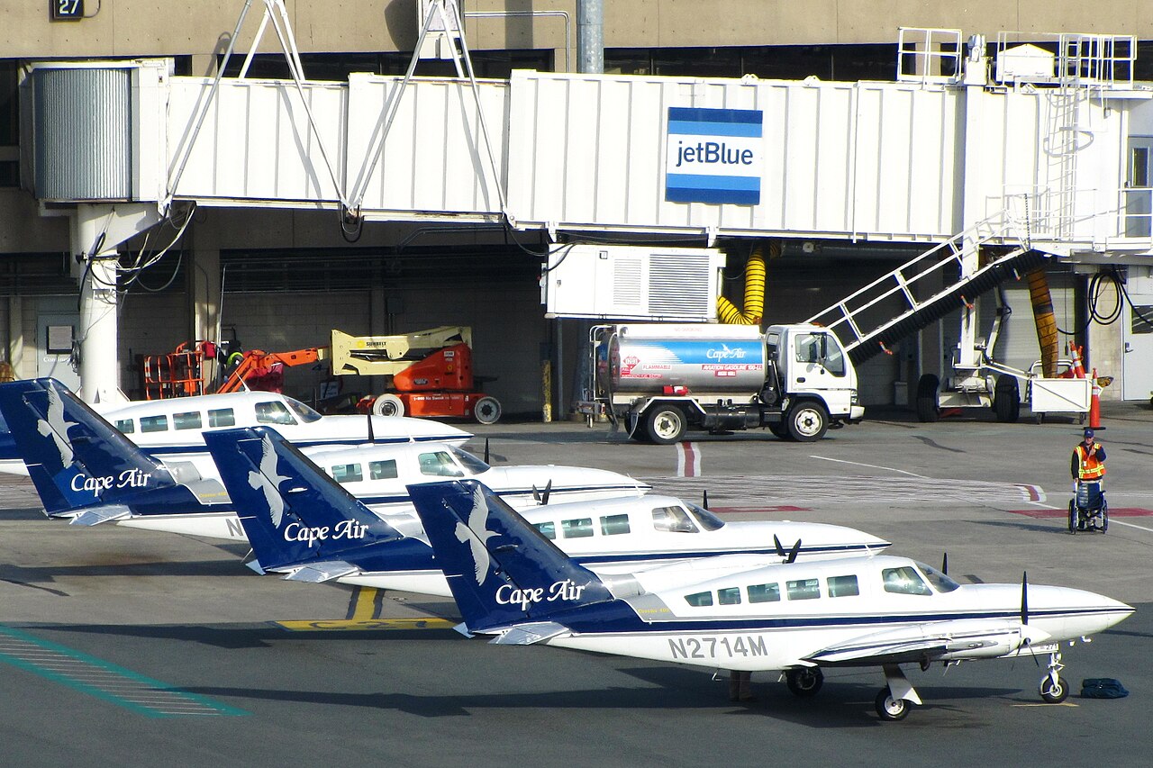 Cape Air Cessna 402s parked at Boston Logan