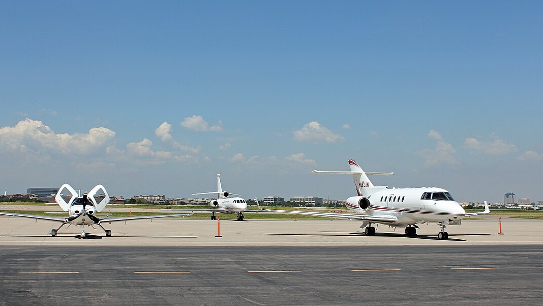 The general aviation apron at Centennial Airport near Denver, Colorado