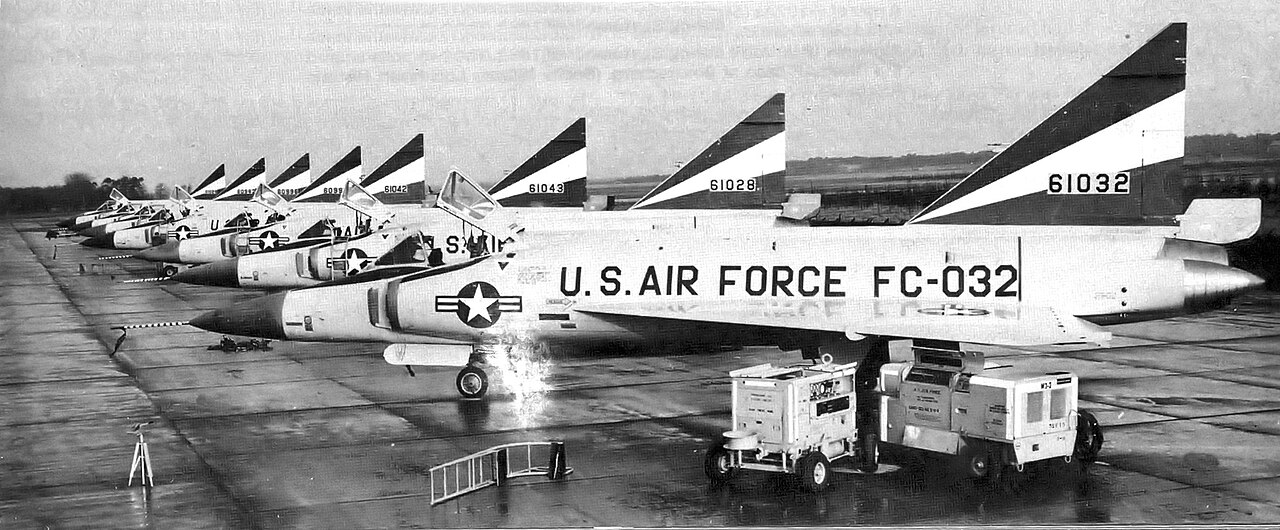 Convair F-102 Delta Dagger on the flightline Convair F-102 Delta Dagger interceptors of the USAF on the flightline