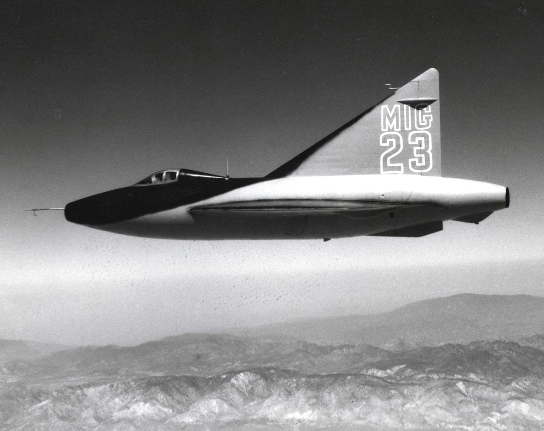 The Convair XF-92A painted as a MiG-23 for the film Jet Pilot