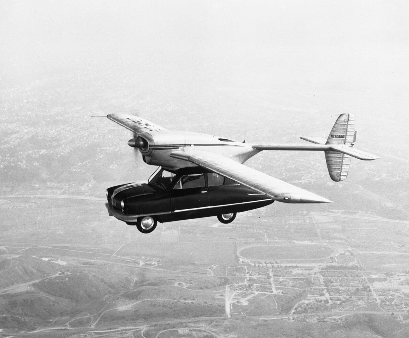 Convair Model 118 ConvAirCar airborne over California
