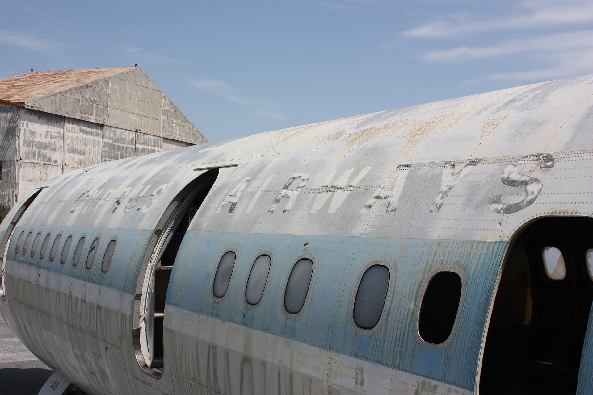 The abandoned Cyprus Airways Trident 5B-DAB at Nicosia International Airport