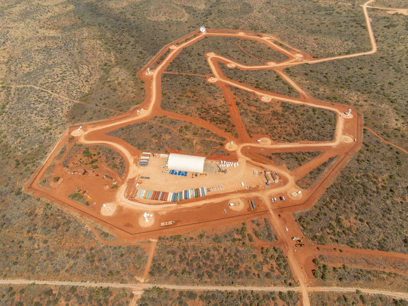 Aerial view of the Deep Space Advanced Radar Capability Site 1 receive array in Western Australia