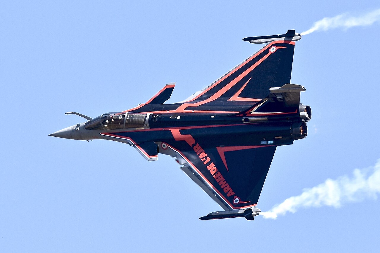 Dassault Rafale C of the French Air and Space Force A French Air and Space Force Dassault Rafale C seen from above in a display scheme