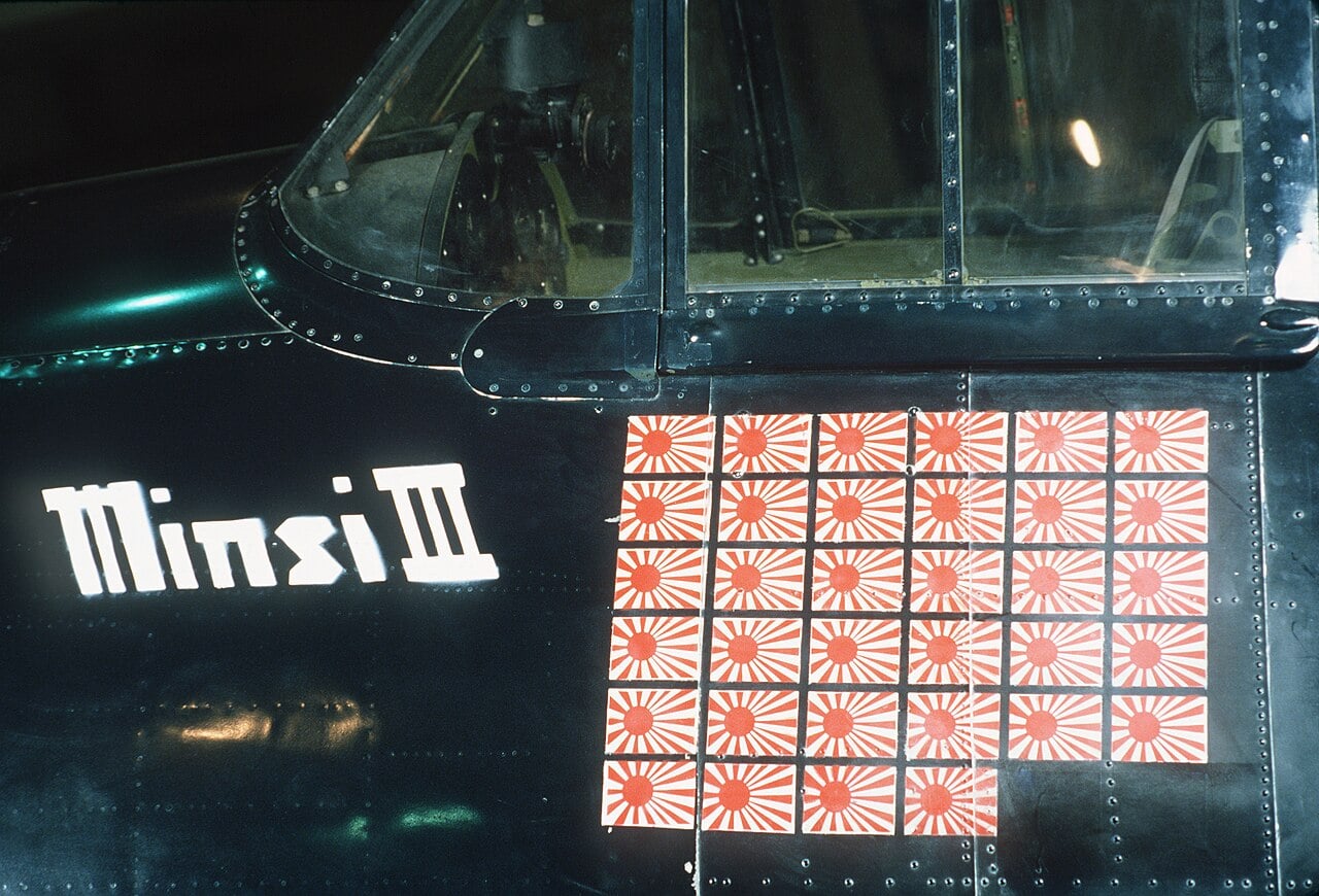 David McCampbell with his Hellcat victory markings Commander David McCampbell beside the victory markings on his Grumman F6F Hellcat
