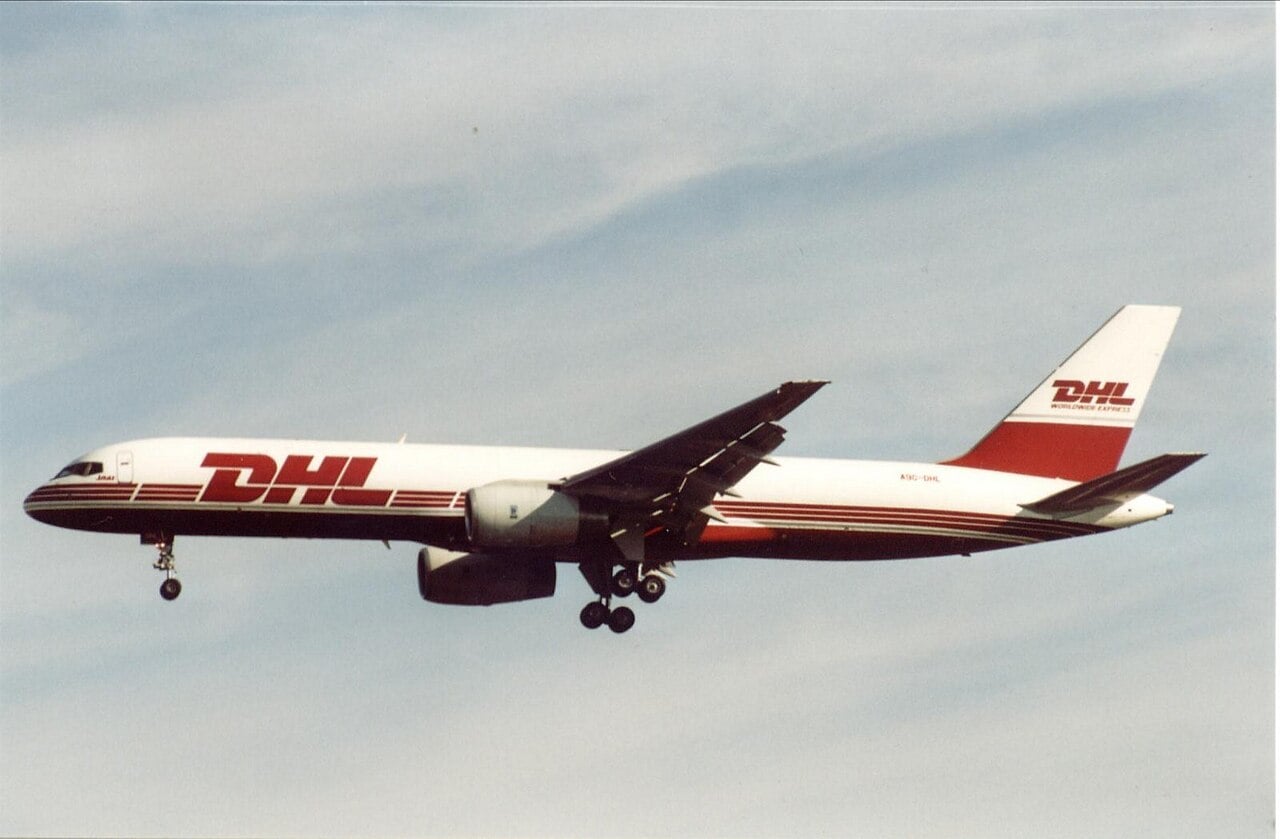 DHL Boeing 757-23APF A9C-DHL at Brussels Airport in June 2002
