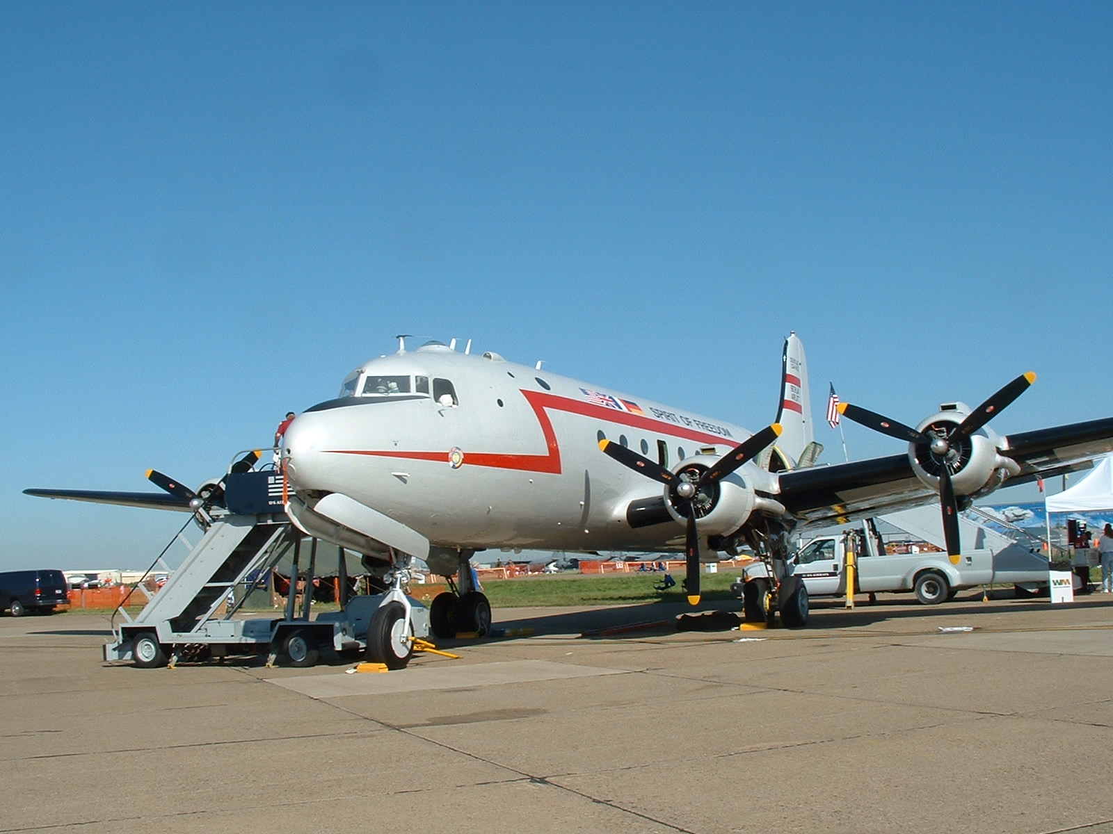 A preserved Douglas C-54 Skymaster, the military version of the DC-4 that Iberia flew to Buenos Aires in 1946