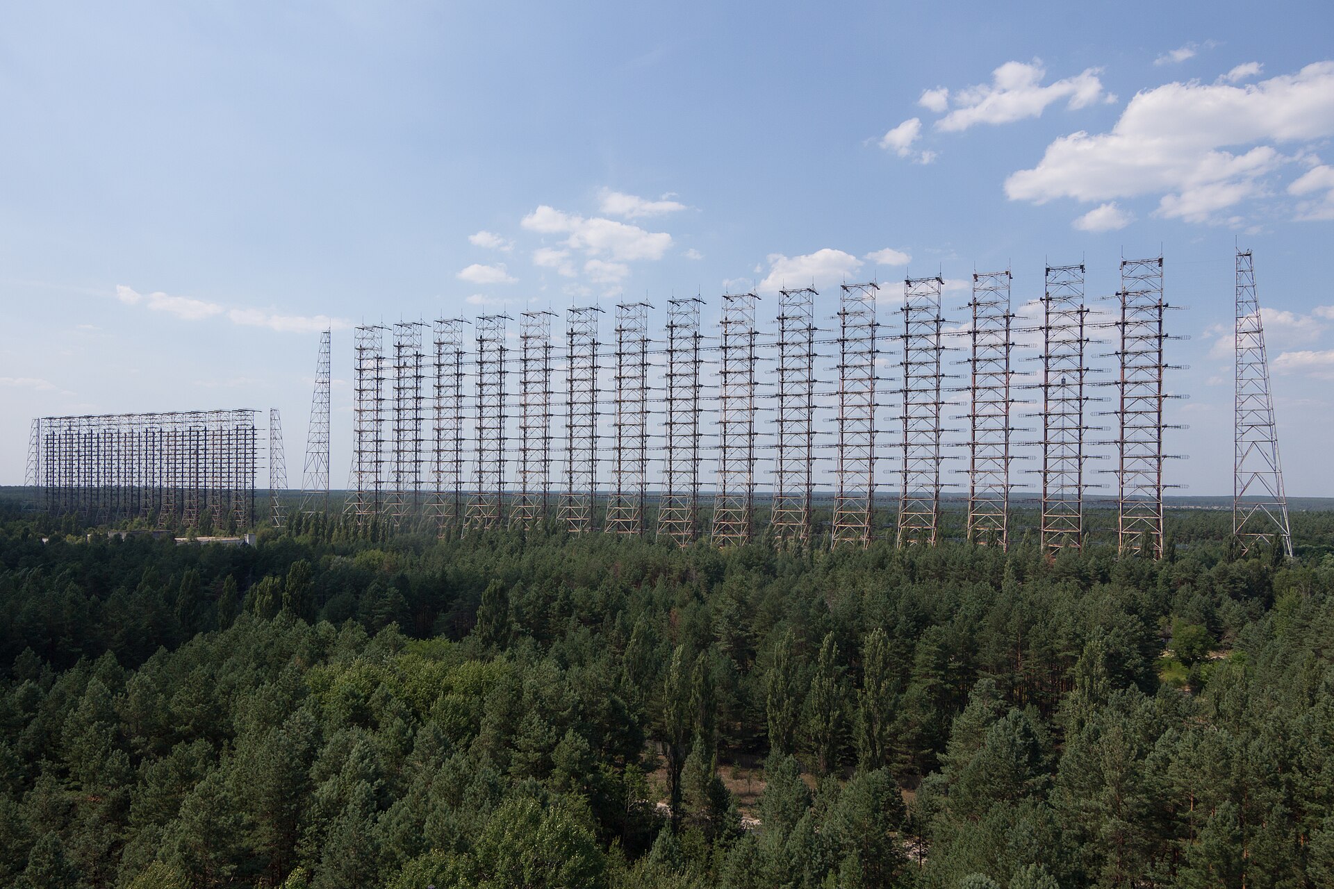The abandoned Duga over-the-horizon radar antenna array near Chernobyl in Ukraine