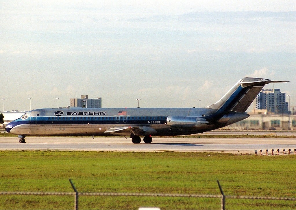 An Eastern Air Lines McDonnell Douglas DC-9-31 on a runway