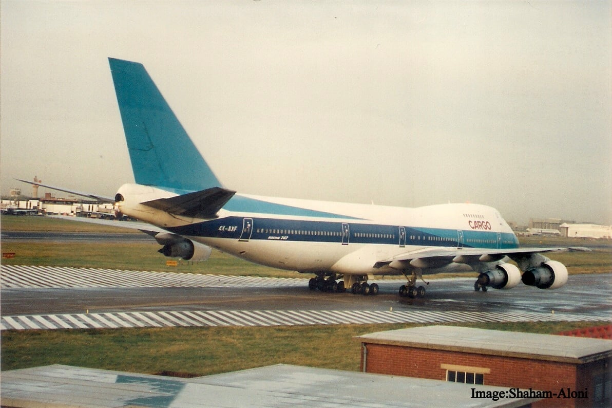 El Al Cargo Boeing 747-200 4X-AXF at London Heathrow in 1991