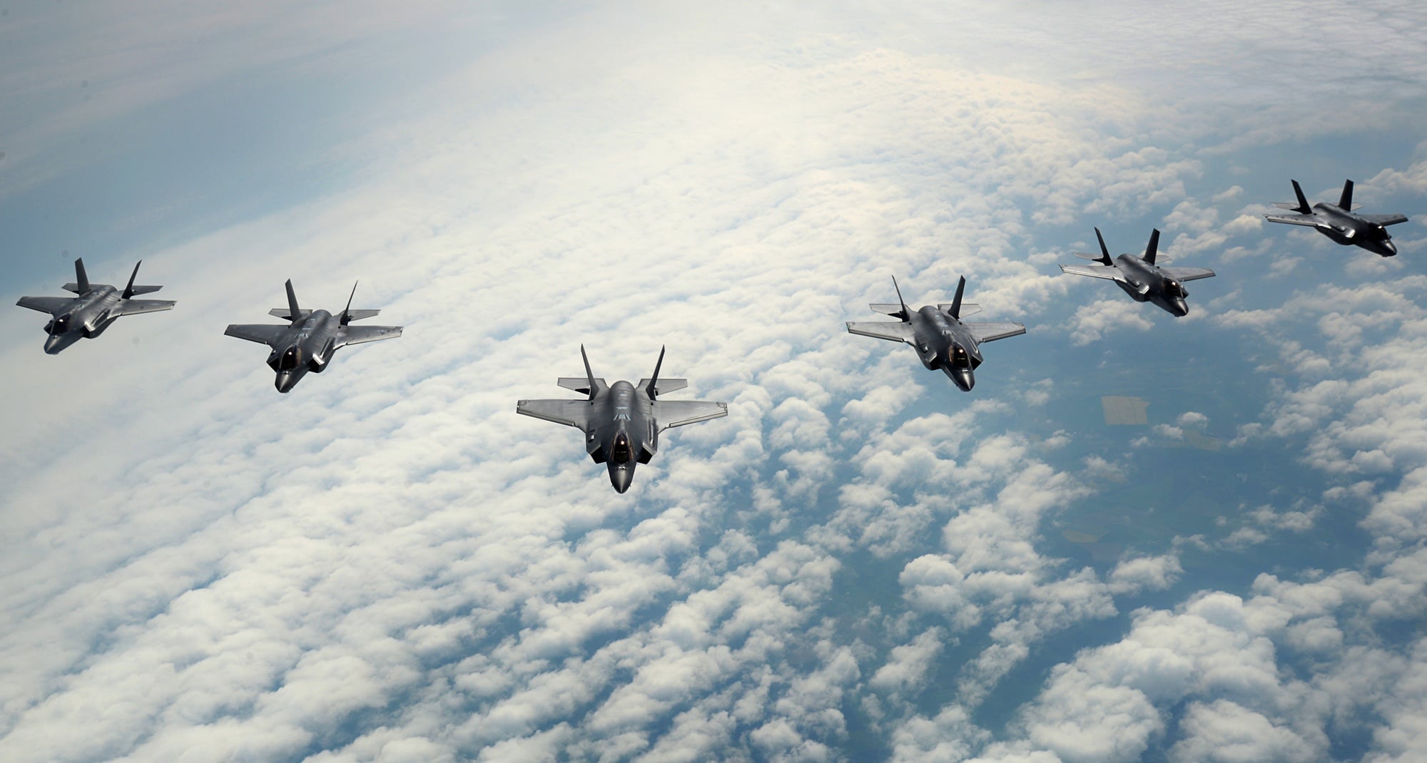 US Air Force F-35A Lightning II formation A formation of US Air Force F-35A Lightning II fighters in flight
