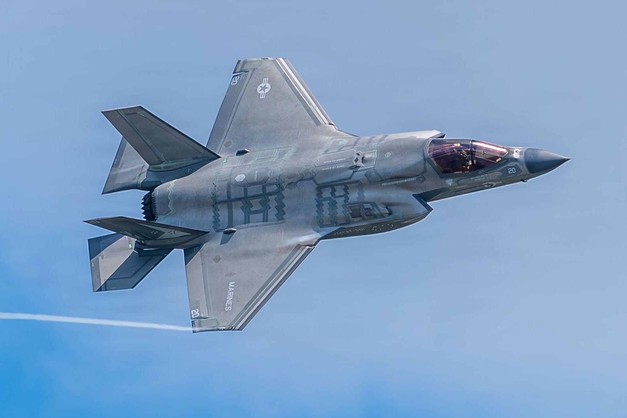 An F-35B Lightning II demonstrating vertical landing at MCAS Cherry Point