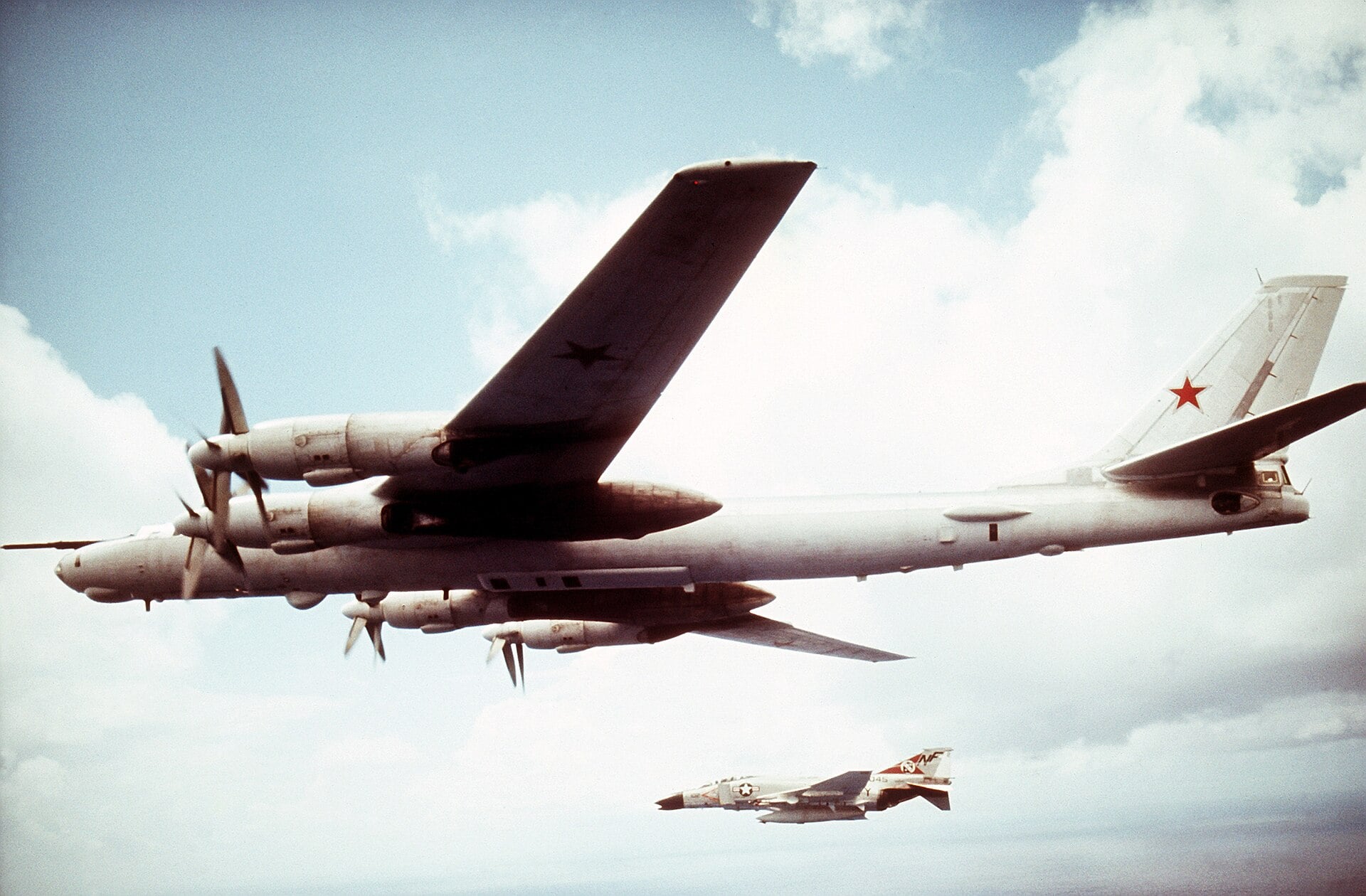 US Navy F-4B Phantom intercepting a Soviet Tu-95 in 1971