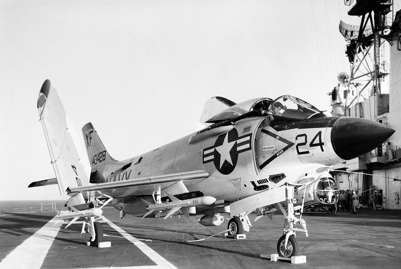 An F3H Demon aboard a U.S. Navy carrier