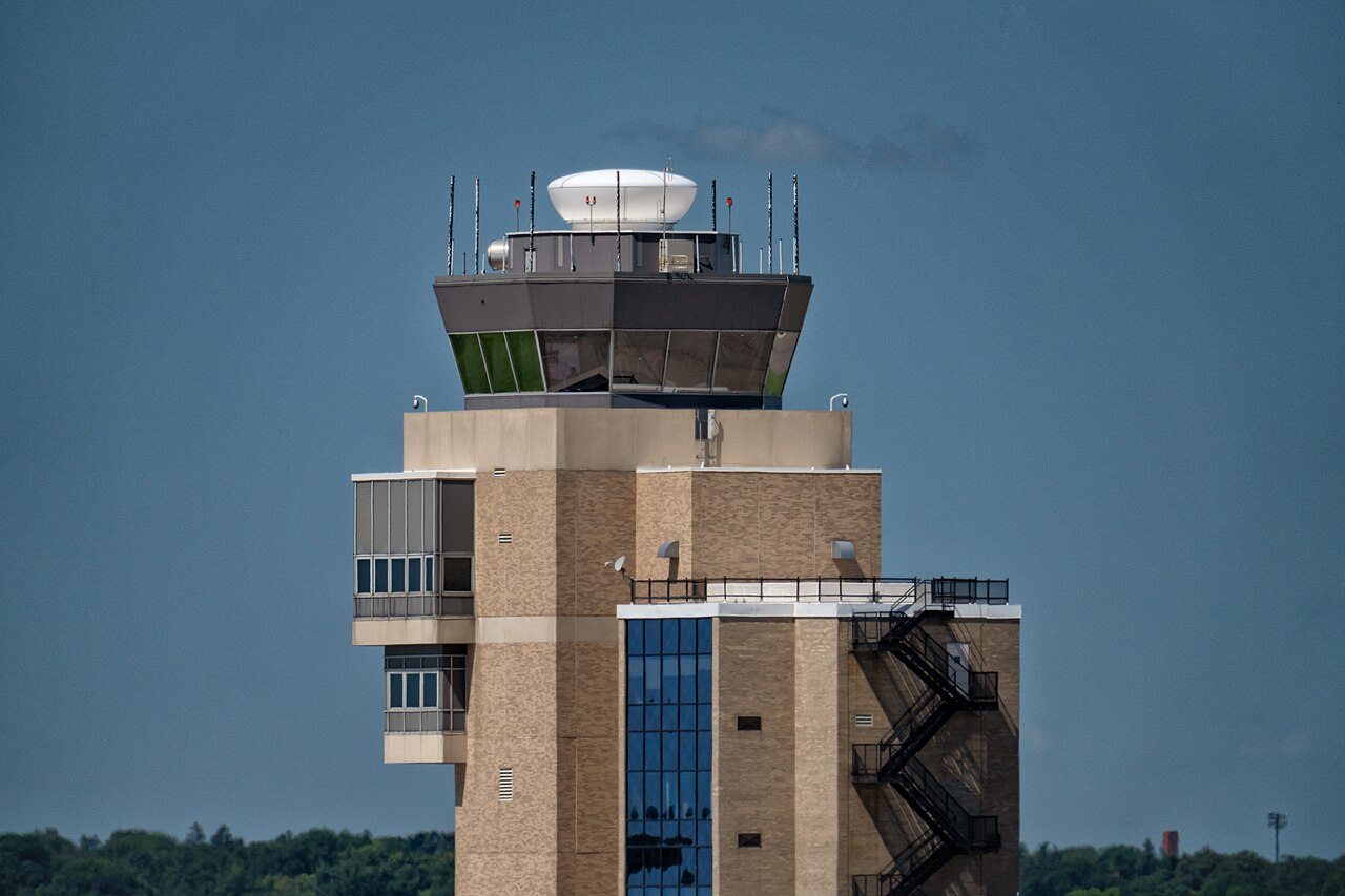 The FAA air traffic control tower at Minneapolis-St Paul International Airport