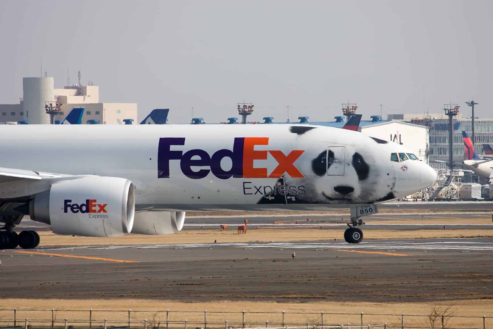 FedEx Panda Express Boeing 777F N850FD taxiing at Tokyo Narita