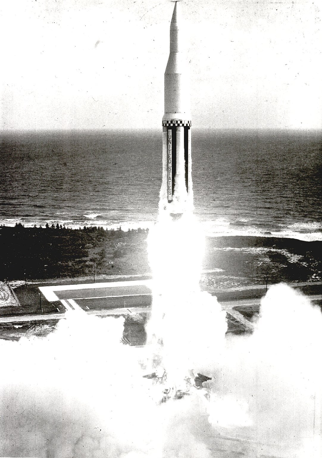The first Saturn I rocket, SA-1, lifting off from Cape Canaveral in October 1961