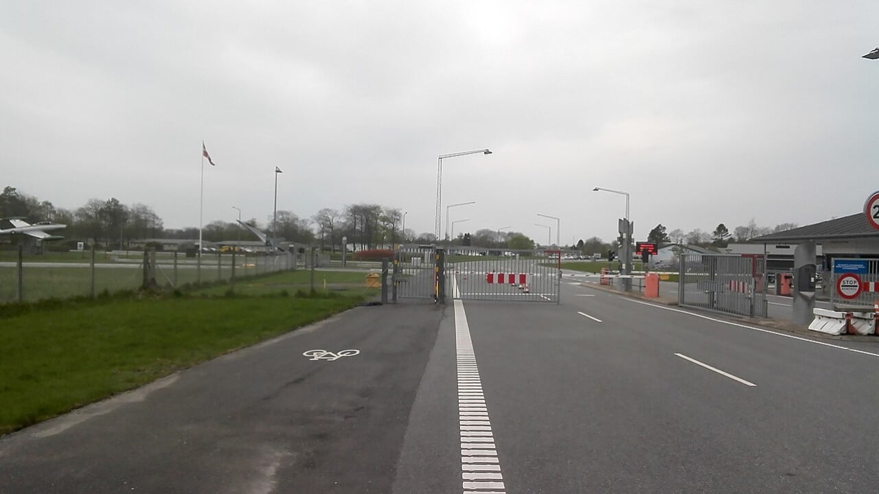 The gate of Flyvestation Skrydstrup, home of the Royal Danish Air Force fighter wing