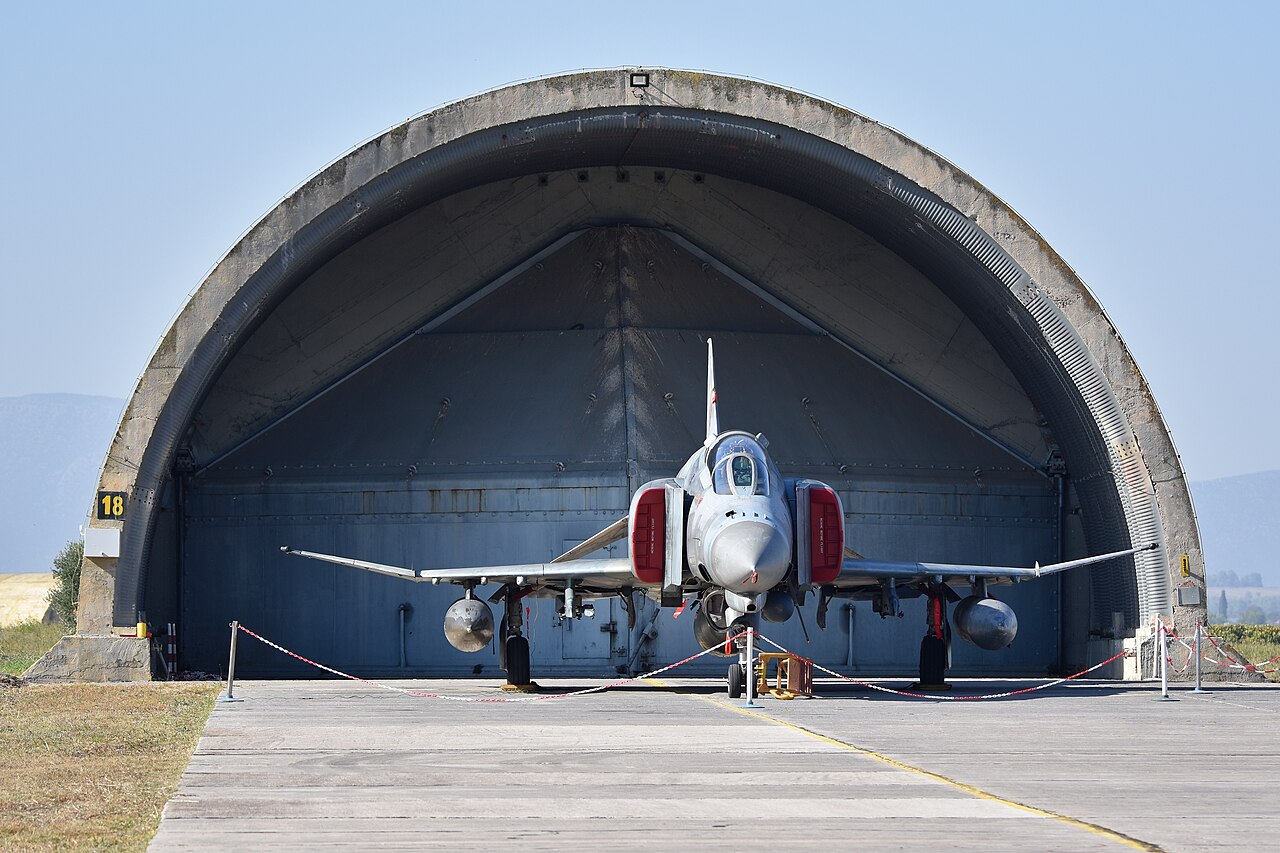 HAF F-4E AUP Phantom II 01504 at Andravida Hellenic Air Force F-4E AUP Phantom II 01504 of 338 Squadron in a hardened shelter at Andravida