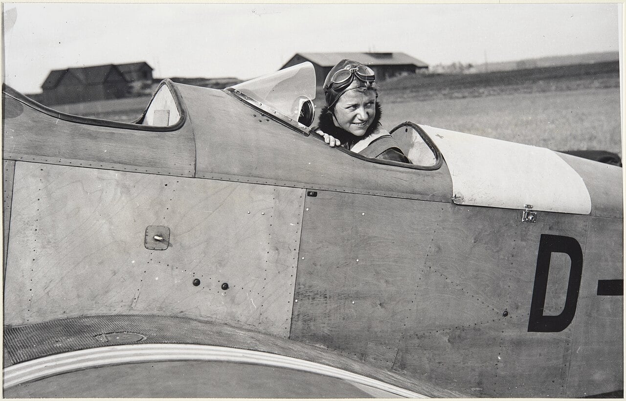 Hanna Reitsch in the cockpit of her aircraft, 1934