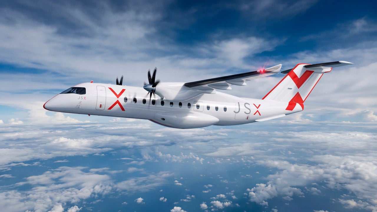 Heart Aerospace ES-36 in JSX livery Manufacturer render of the Heart Aerospace ES-36 hybrid-electric airliner in JSX livery