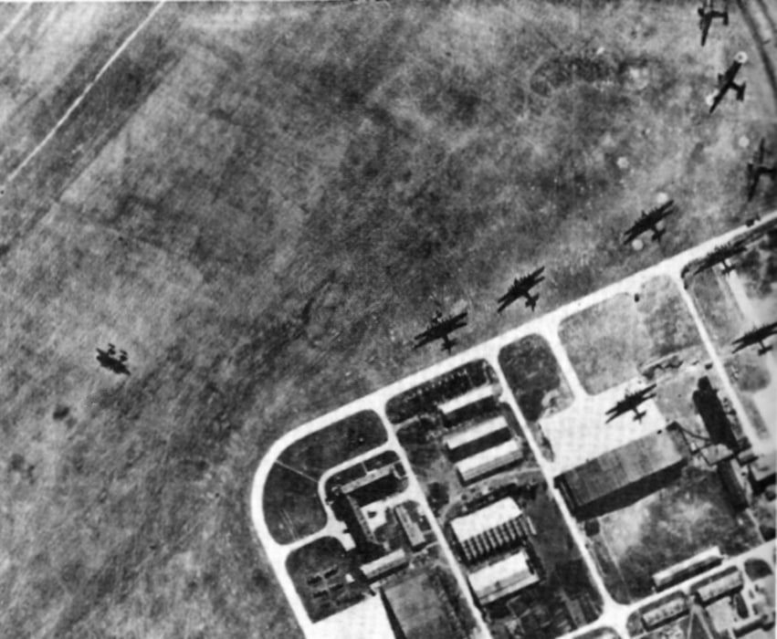 A Heinkel He 111Z Zwilling glider tug taking off from Regensburg-Obertraubing airfield in 1943