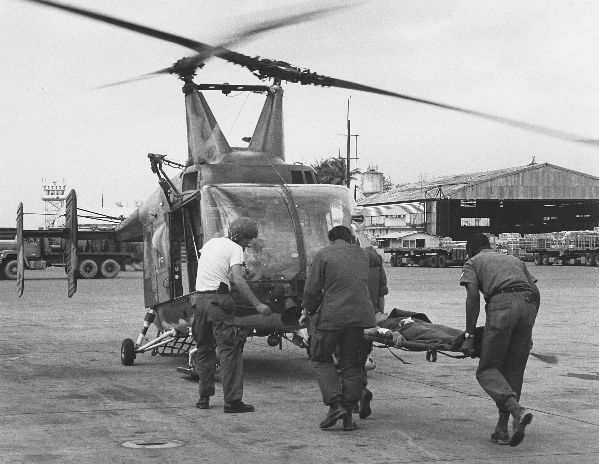 USAF HH-43 Huskie rescue helicopter at Da Nang Air Base, South Vietnam