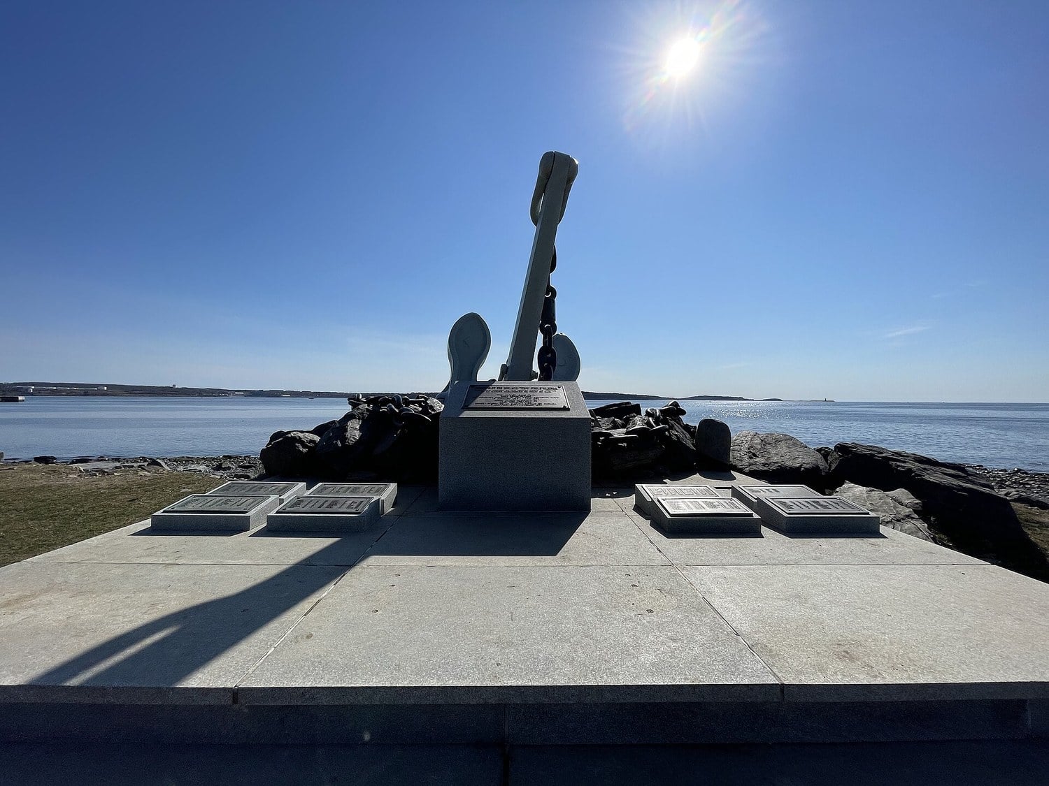 HMCS Bonaventure&rsquo;s anchor mounted as a memorial at Point Pleasant Park, Halifax