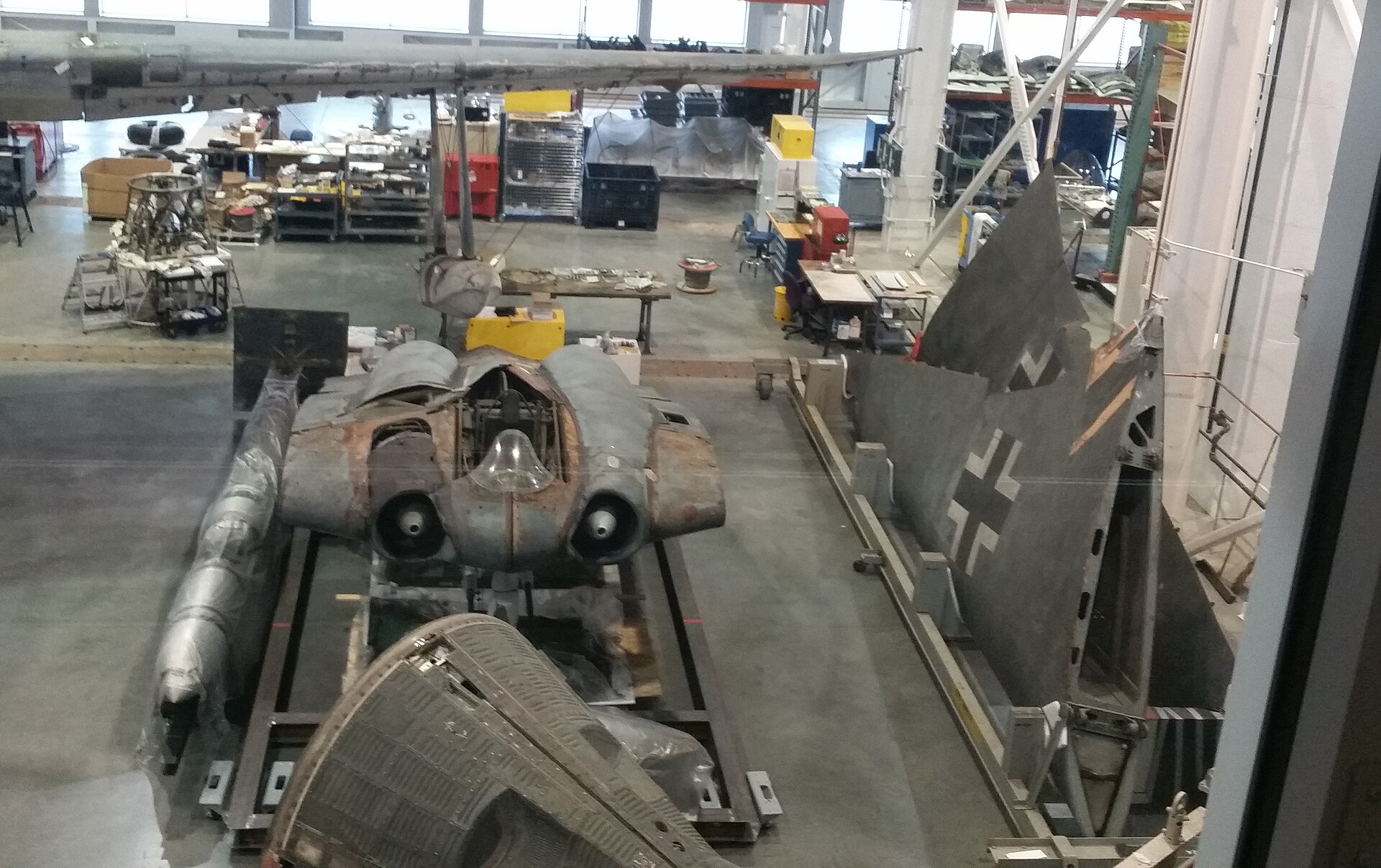 Horten Ho 229 V3 in the Smithsonian restoration hangar