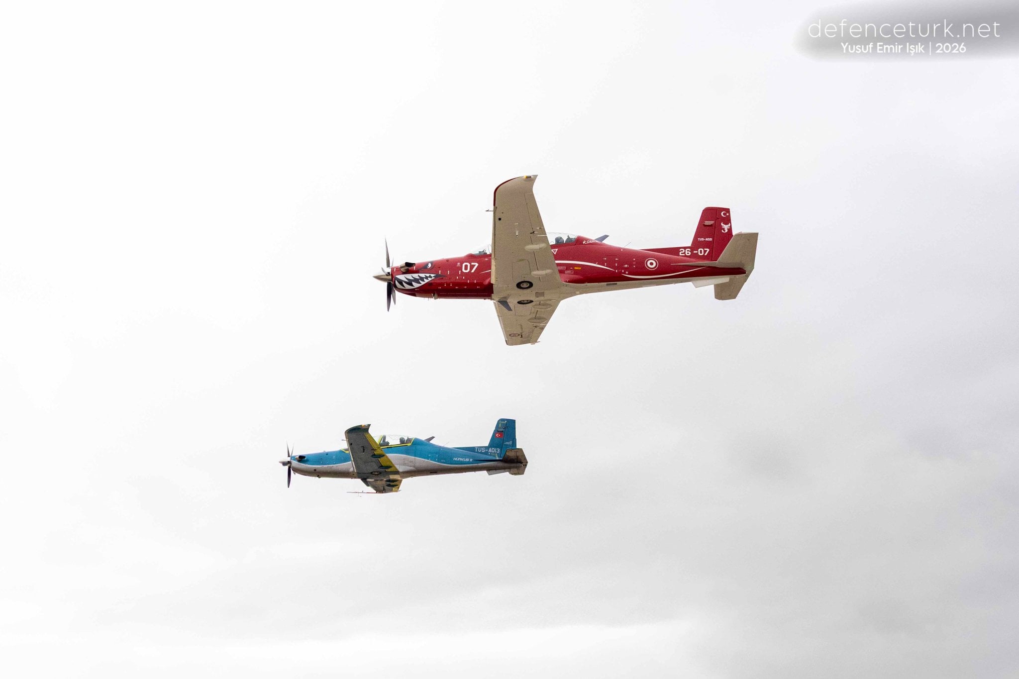 Two TAI Hürkuş trainers fly at the Hürkuş-II delivery ceremony in Ankara, 28 September 2026
